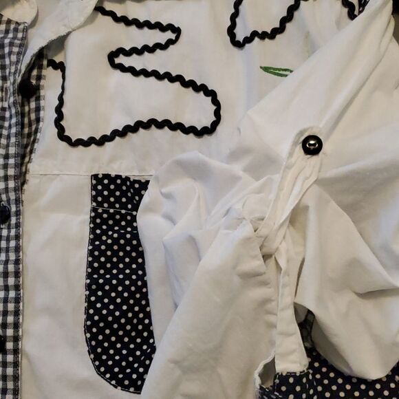 - PLUS PINK black & white button down woman top - Picture 7 of 11